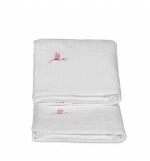 Baby Towel set of 2 (Large & Medium Towel)(White/Pink)