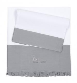Baby Cot Set (Pillow case & Cot Sheet) (White/Grey)