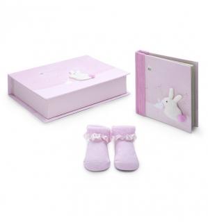 Baby Rabbit Gift Set (Storage box, album and booties)(Pink)