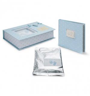 Footprints Baby Gift Set (Storage box,imprint clay and Album)(Blue)