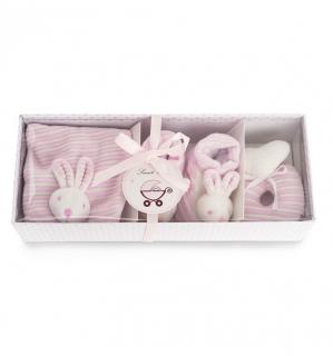 Bunny Baby Gift Set (Bib, Booties and Rattle)(0-3 Months)(Pink)