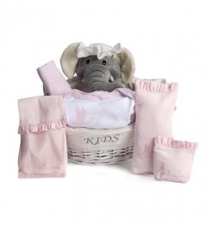 BebedeParis Essential Post-Hospital Baby Gift Basket (Pink)(0-6 months)