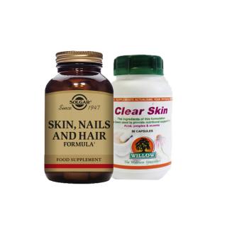 Skin Care Combo( Willow clear skin 90s & Solgar Skin, Nails and Hair 60s)