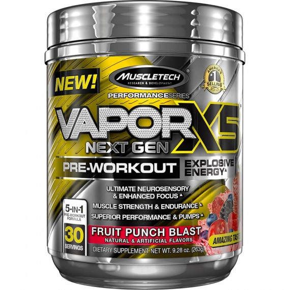 MuscleTech Vapor X5 Next Gen Pre Workout - Fruit Punch Blast - 263g