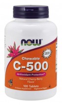 Vitamin Chewable C-500 Natural Cherry-Berry Flavor  - 100 Tablets