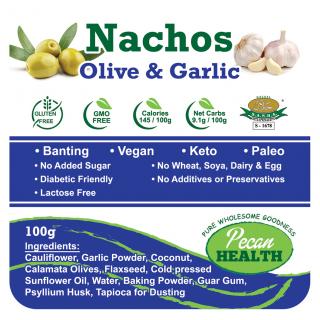 Pecan Nachos Olive & Garlic 100g